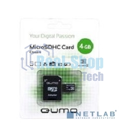 Флеш карта QUMO QM4GMICSDHC4 4Gb MicroSDHC Class 4, SD adapter