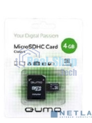 Флеш карта QUMO QM4GMICSDHC4 4Gb MicroSDHC Class 4, SD adapter