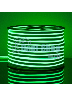 Лента светодиодная LS001 220V / Гибкий неон  9.6W 120Led 2835 IP67 односторонний зеленый, 50 м