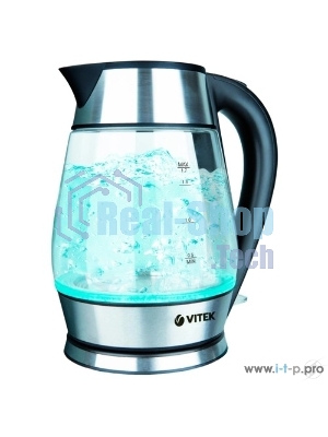 Чайник Vitek VT-7037(TR) Мощность 2200 Вт Макс. объем 1,7 л Корпус из термостойкого стекла.