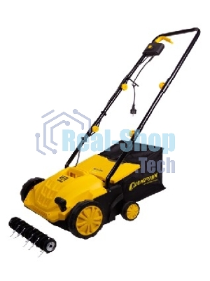 Скарификатор электрический Champion ESC1532 Мощность двигателя 1500 Вт, Напряжение сети 230,50 В, Гц, Вес c травосборником 9,3 кг, Ширина обработки 320 мм, Высота аэрации -4/0/+4/+12 мм, Высота скарификации -12/-8/-4/+4 мм, Тип/объем травосборника ткань/3