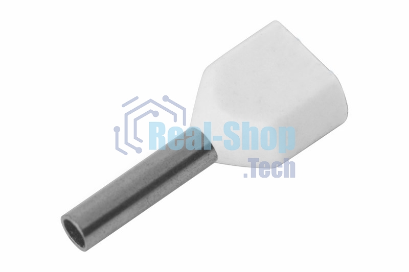 Наконечник штыревой втулочный изолированный Rexant F-8 мм 2х0.5 мм² (НШВи(2) 0.5-8/Ги2 0,5-8) белый