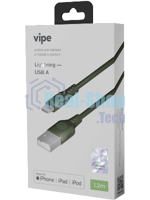 Кабель Vipe VPCBLMFIPVCGRN USB (m)-Lightning (m) 1.2м зеленый
