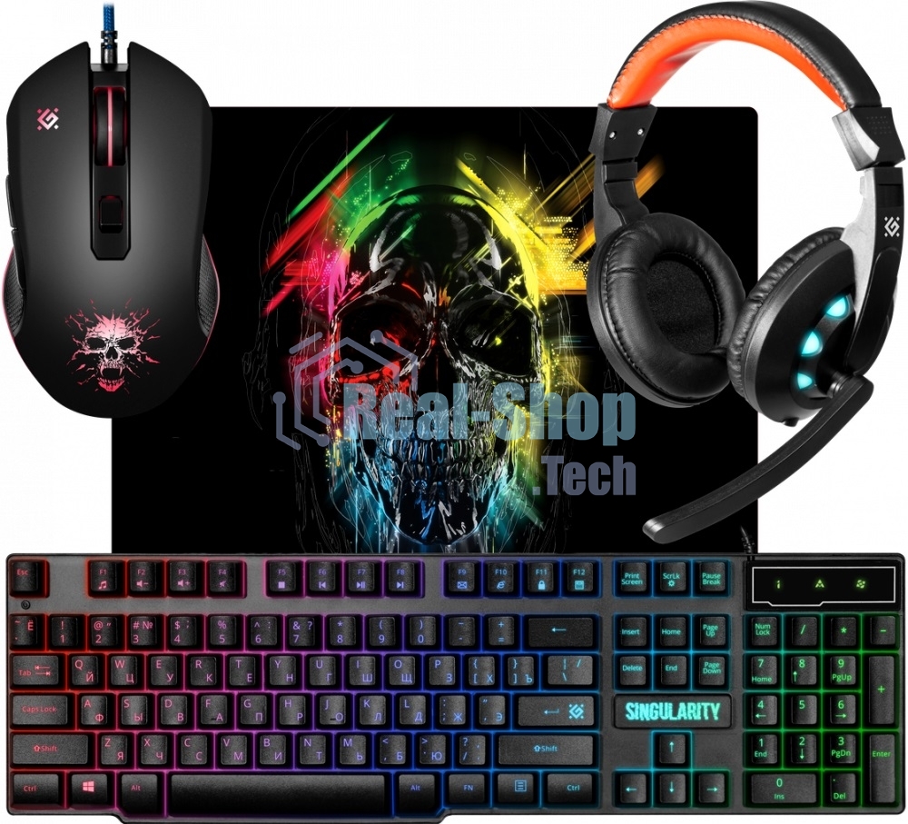 Игровой комплект Defender Гарнитура, мышь, клавиатура, ковер MKP-118