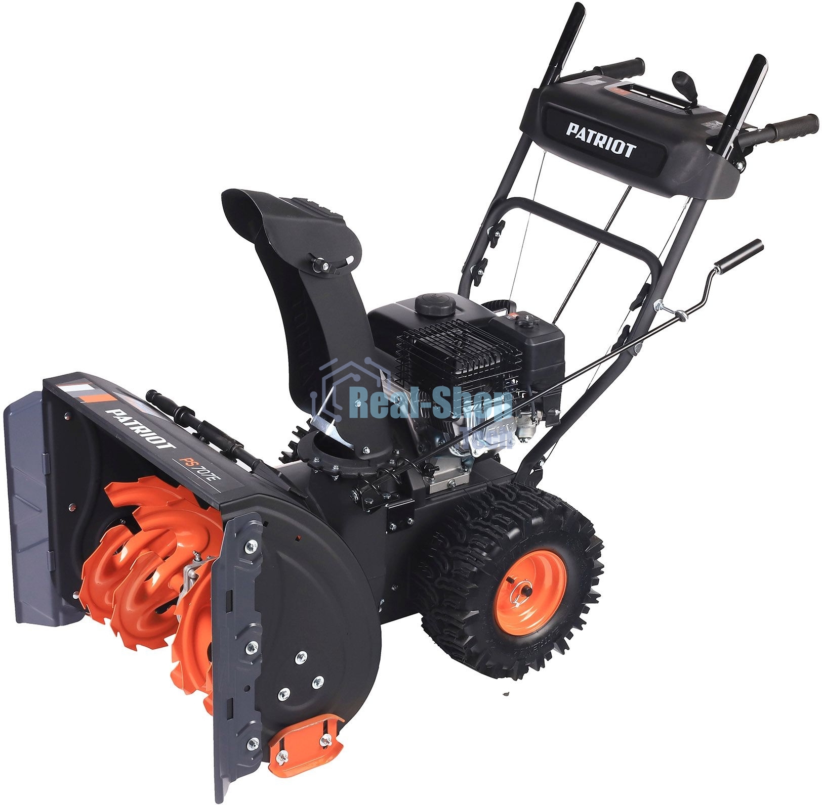 Снегоуборщик PATRIOT PS 707 E, Двигатель 7л.с до -25 °С; 212 сс; Стартер ручной/220V; LED-фара, Панель c увеличенным диапазоном скоростей 6 вперед/2 назад; Ширина ковша 610мм +100(26