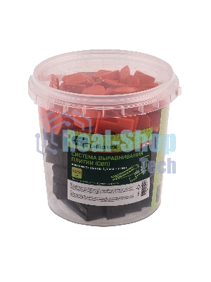 Система выравнивания плитки Сибртех (СВП), комплект: зажимы, клинья (50/50 шт), упаковка ведро