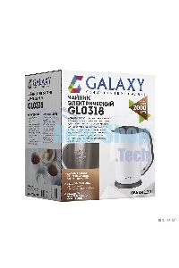 Чайник электрический Galaxy GL 0318, белый, пластик, 2000 Вт, 1,7 л