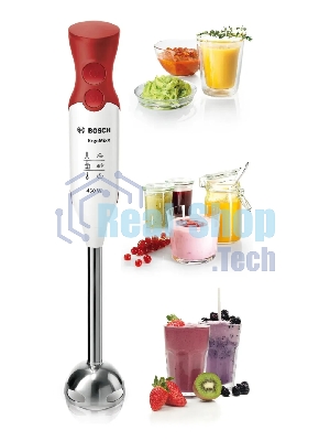 Блендер погружной Bosch MSM64110 белый/красный, 450 Вт, 2 скорости, турбо