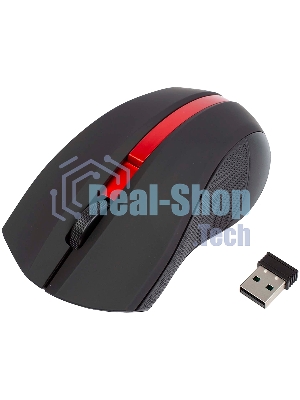 Мышь беспроводная HIPER HOMW-073 черный/красный, 1000 dpi, радиоканал, USB, кнопки - 3