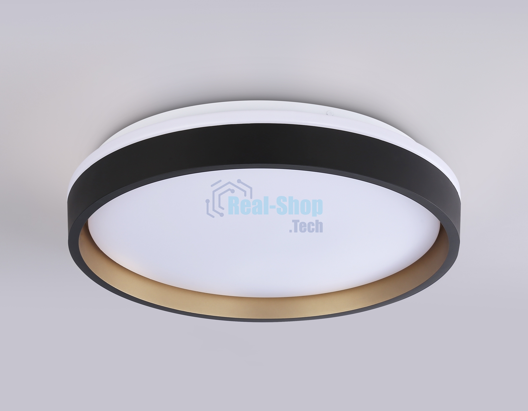 Светодиодный светильник RGB Ambrella light FZ604 BK/GD черный/золото IP20 46W 3000K-6500K+RGB D390*80 (ПДУ ИК)