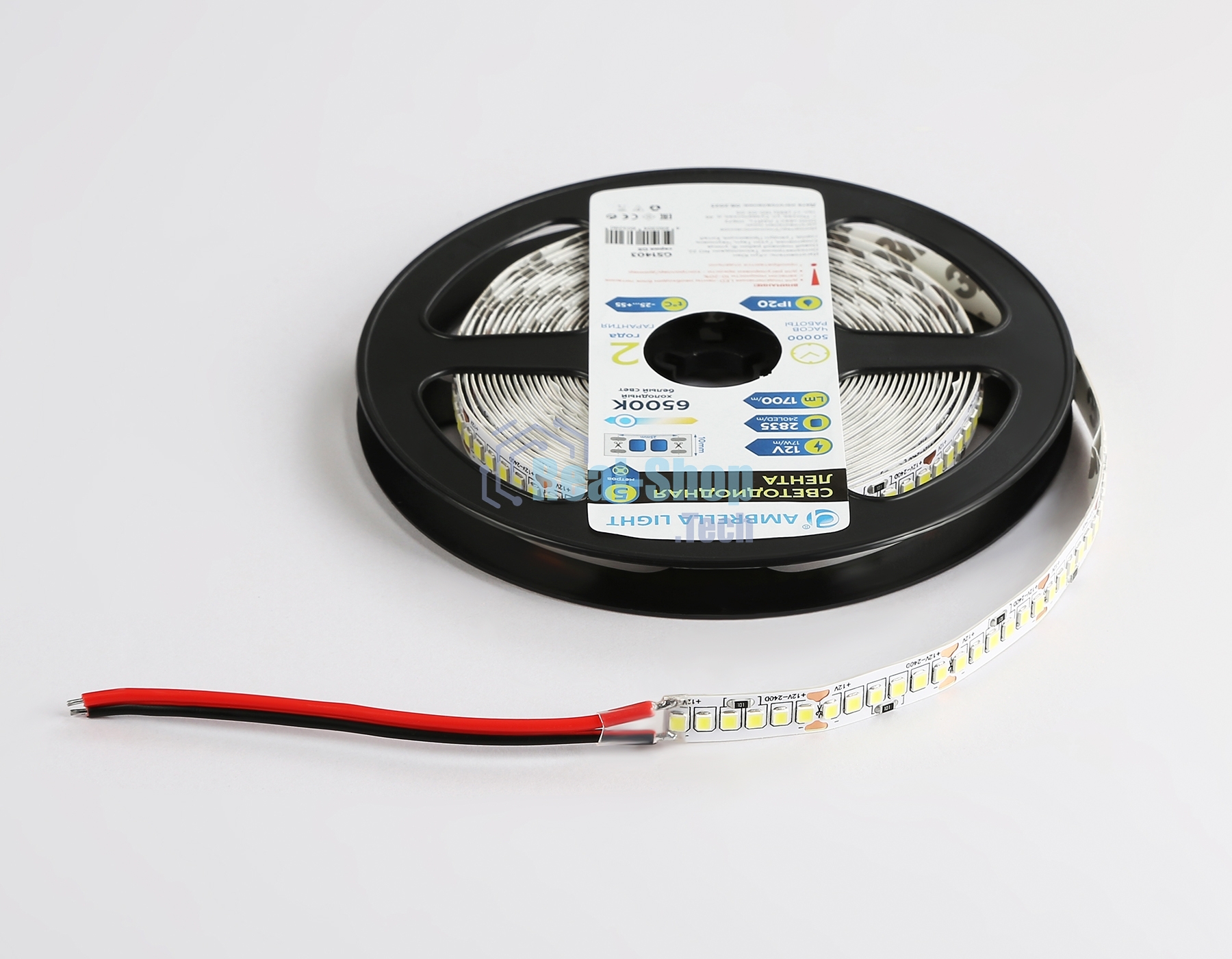 Светодиодная лента Ambrella light GS1403 2835 240Led/ 17W m/ 12V IP20 6500K/ 5000*10*1.2mm (2 конт.)