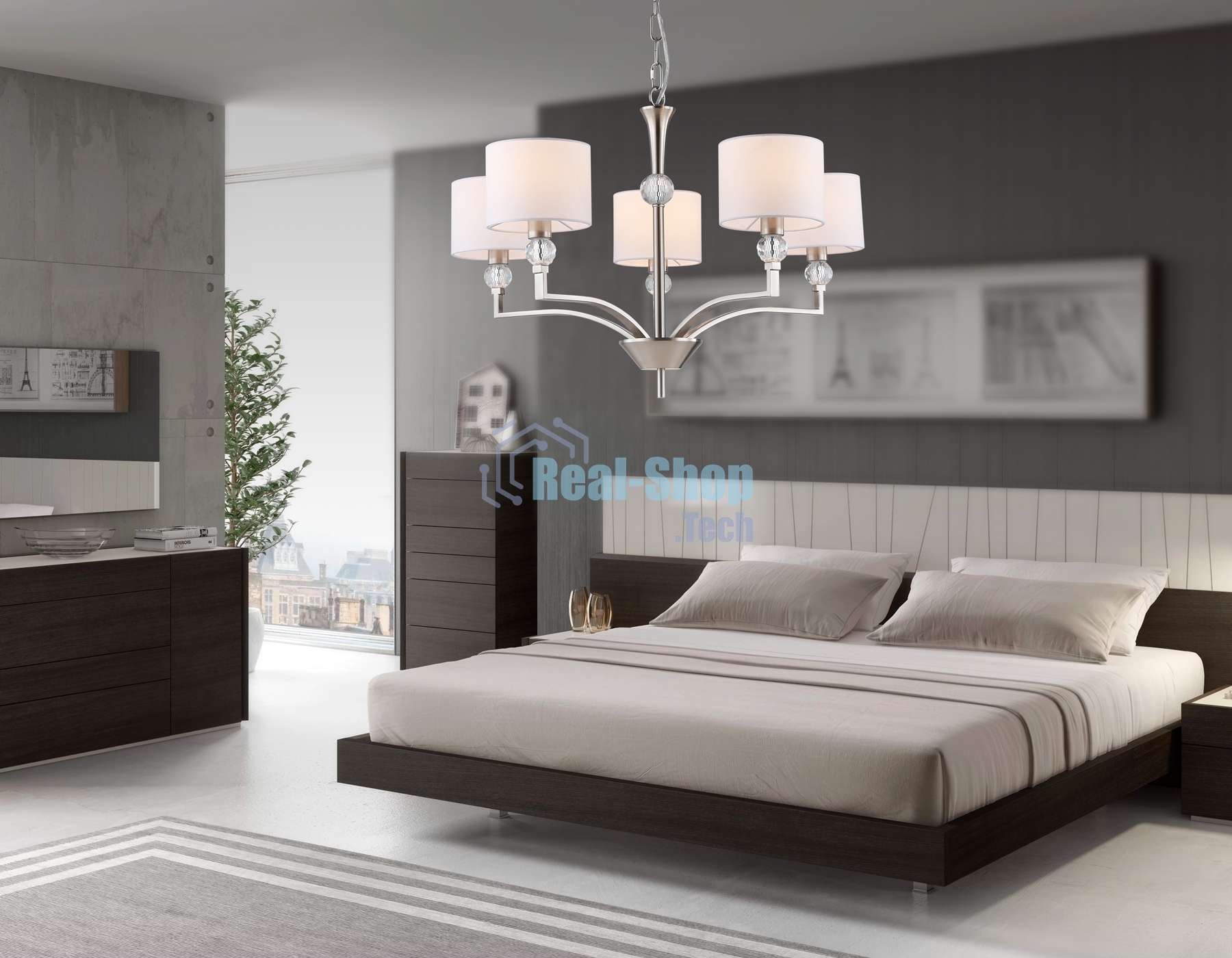 Люстра Ambrella light LH71121/5 SN/WH никель/белый E14/5 max 40W D660*880