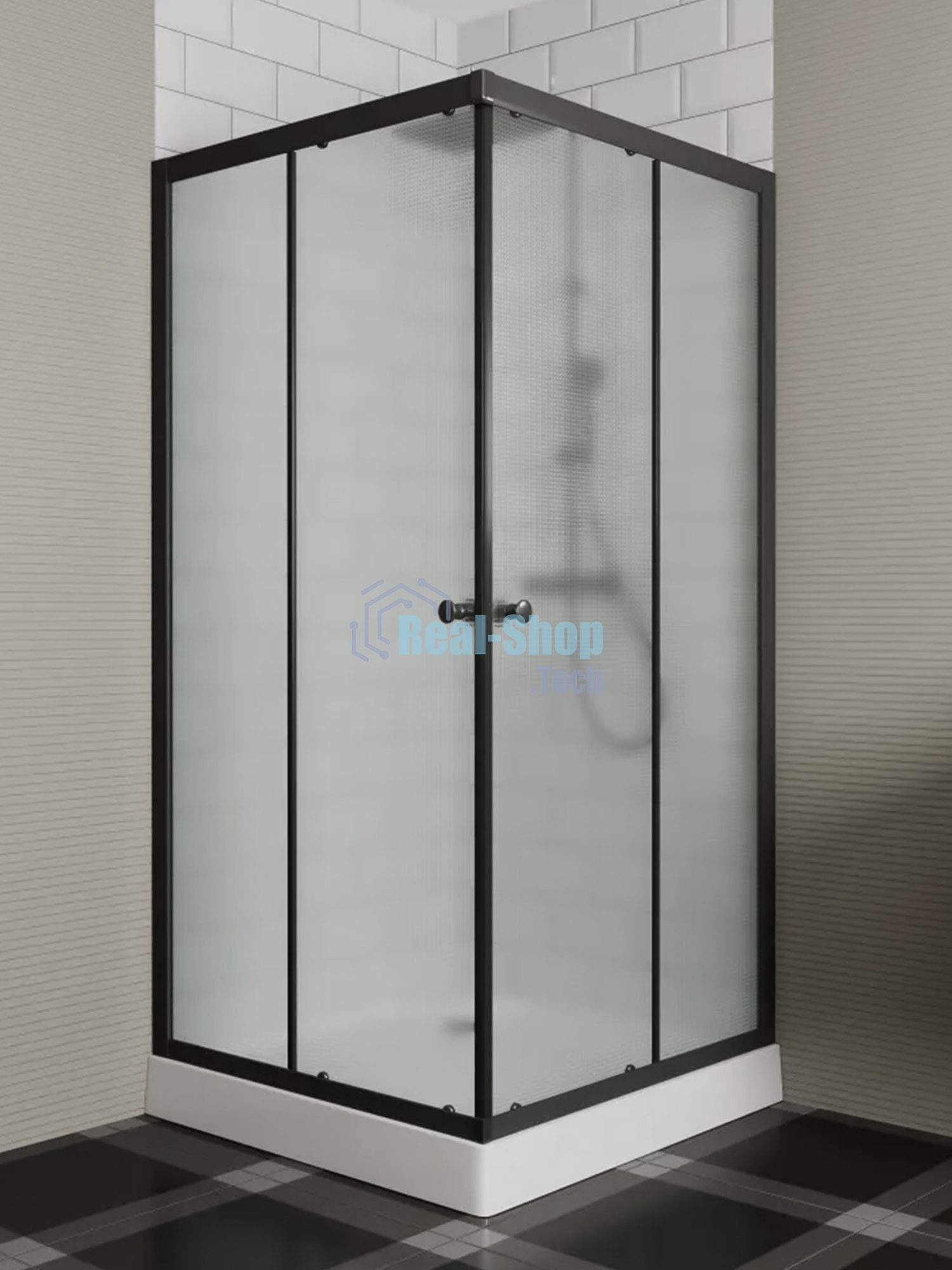 Душевой уголок BAU Stil Hit Black с поддоном 80x80х195, рифленое закаленное стекло, черный профиль