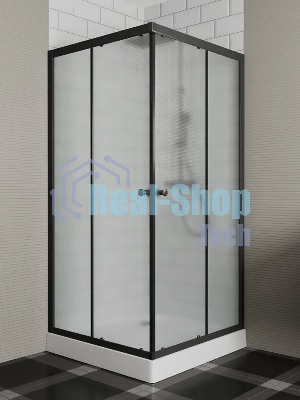 Душевой уголок BAU Stil Hit Black с поддоном 80x80х195, рифленое закаленное стекло, черный профиль