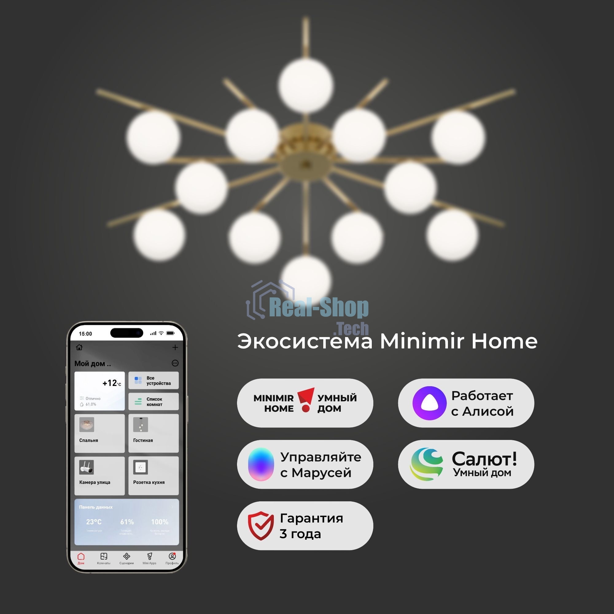 302001/12 / светильник потолочный / латунь Smart