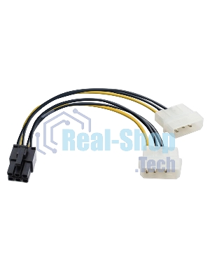 Переходник питания PCI-Express 6pin (от 2х разъемов Molex (IDE) блока питания), 15 см ExeGate EX138937RUS