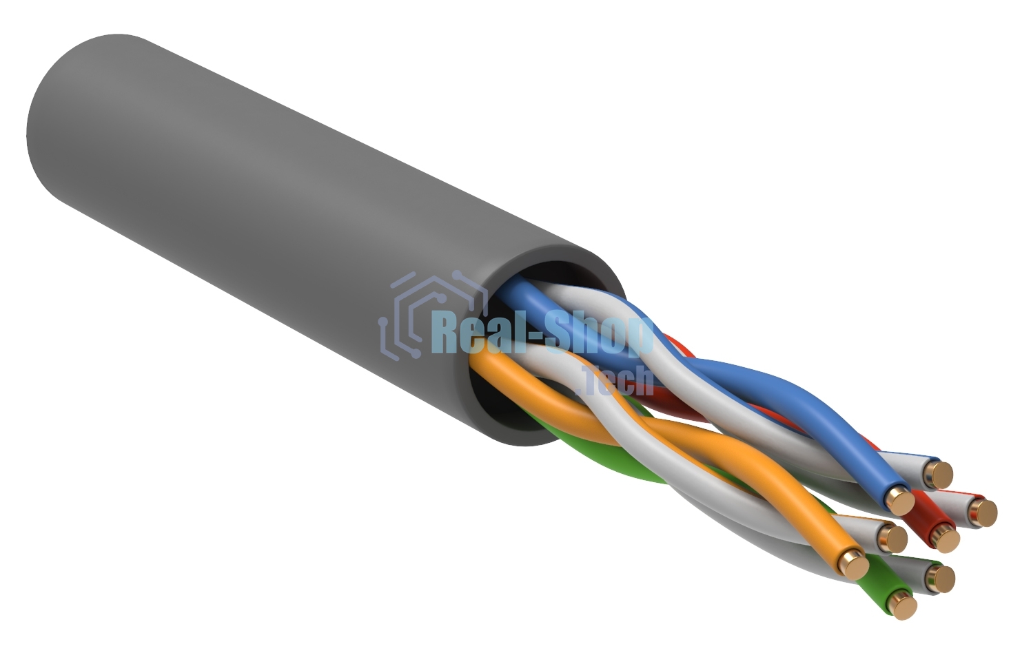 Кабель связи витая пара U/UTP, cat.5e, 4 пары 24AWG solid, 305м, ПВХ, серый