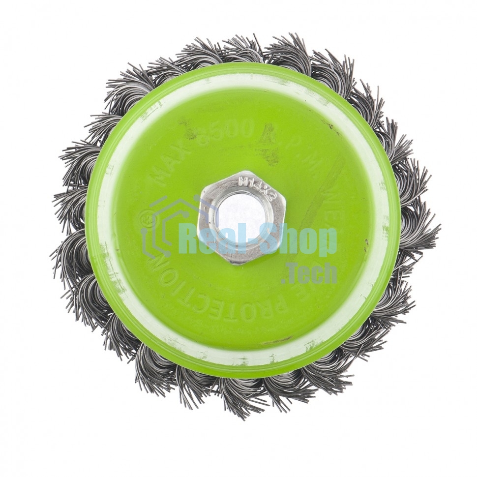 Щетка для УШМ Сибртех 100 мм, М14, Чашка, крученая проволока 0,5 мм