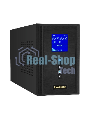 Источник бесперебойного питания (инвертор, синус, для котла) ExeGate SineTower SZ-1500.LCD.AVR.2SH.1C13.USB 1500VA/1200W, чистая синусоида, LCD дисплей, AVR, 2хSchuko+1хC13, USB, линейно-интерактивный, внешняя батарея 24В до 200А·ч, черный