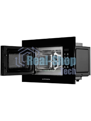 Встраиваемая микроволновая печь Kuppersberg HMW 620 B, объем 20 л, мощность 700 Вт, поворотный стол, High-Tech, 9 автоматических программ, гриль, сенсорное управление, черный