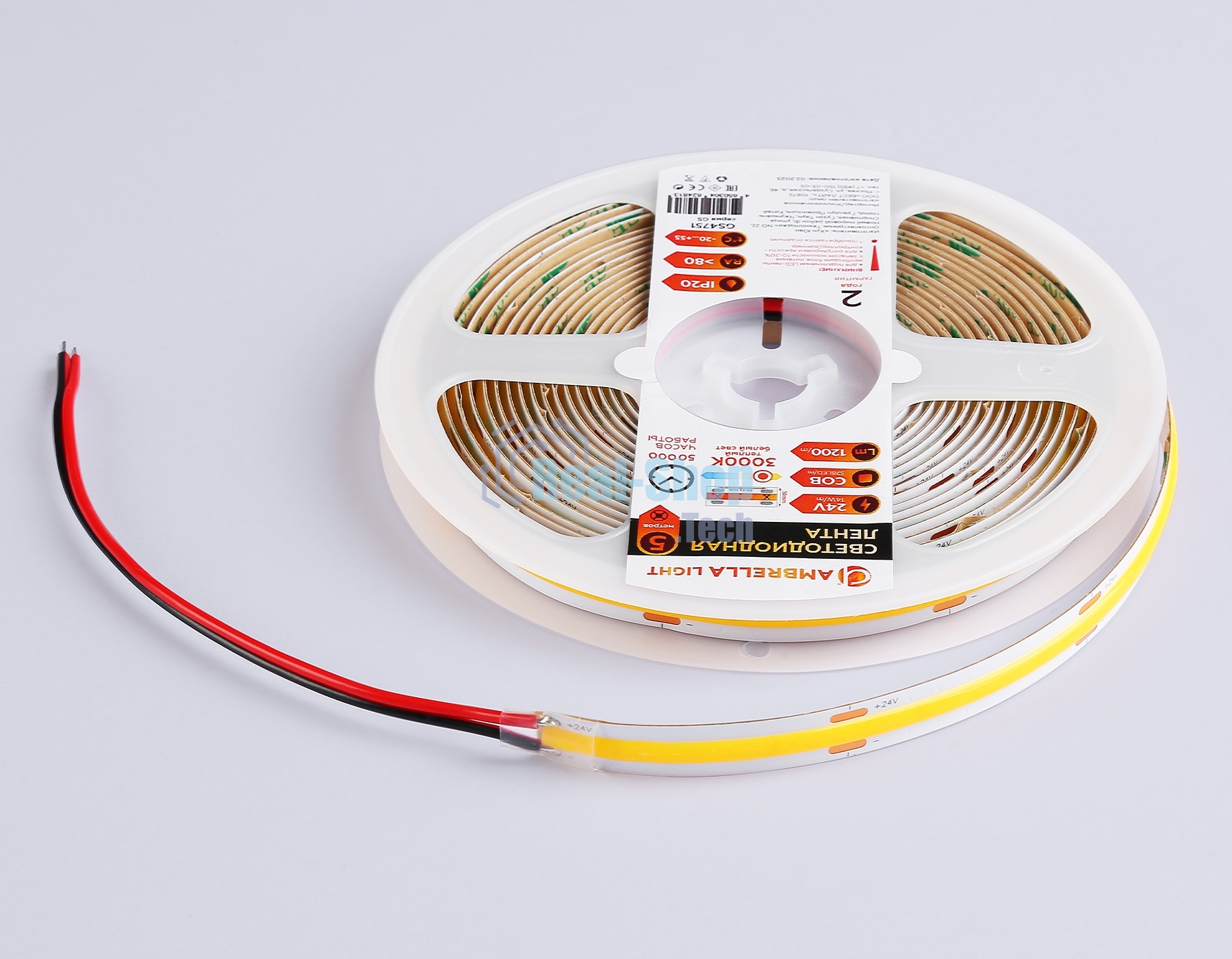 Светодиодная лента Ambrella light GS4751 COB 528Led/14W m/ 24V IP20 3000K/ 5m*10mm*2mm (2 конт.)