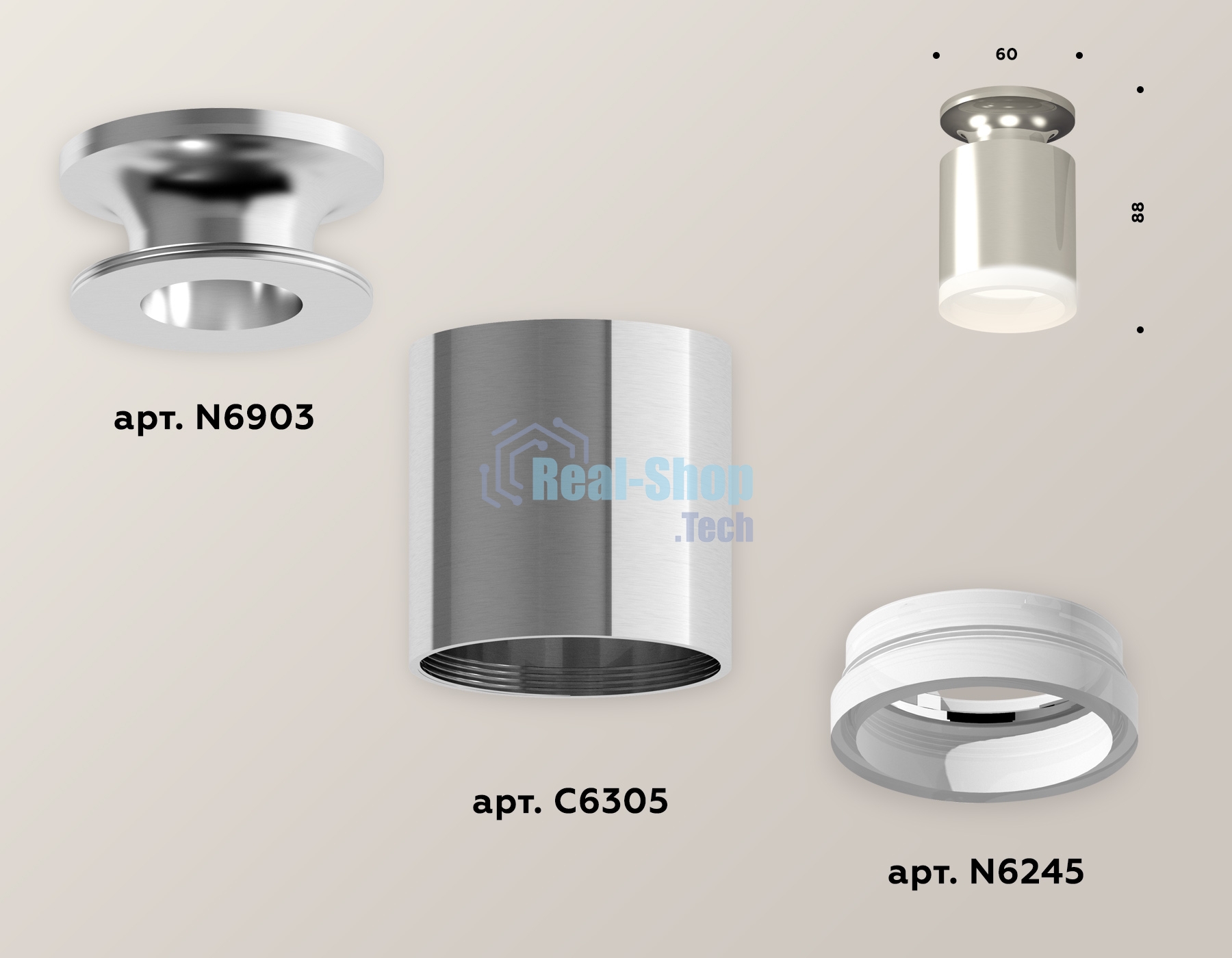 Светильник Ambrella Light XS6305043 PSL/FR серебро полированное/белый матовый MR16 GU5.3 (N6903, C6305, N6245)