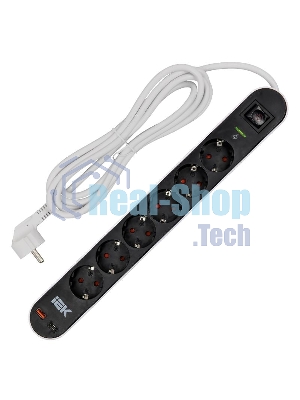 Фильтр сетевой СФ-06К 16А USB A+C 20Вт 3м 3х1,5мм2 черный