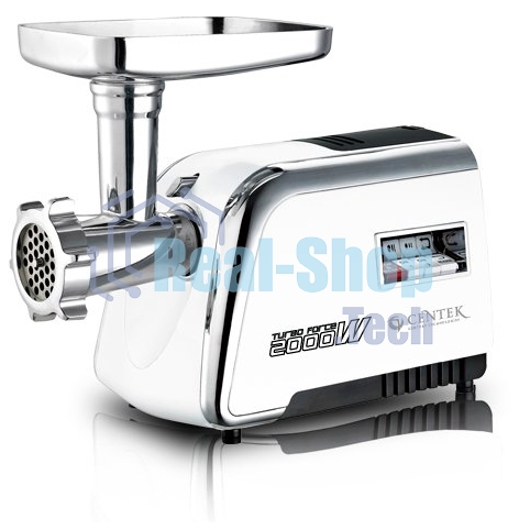 Мясорубка электрическая Centek CT-1602 Juice 2000W, Соковыж., нож+диски (2 шт) из литой стали, реверс (белый/хром)