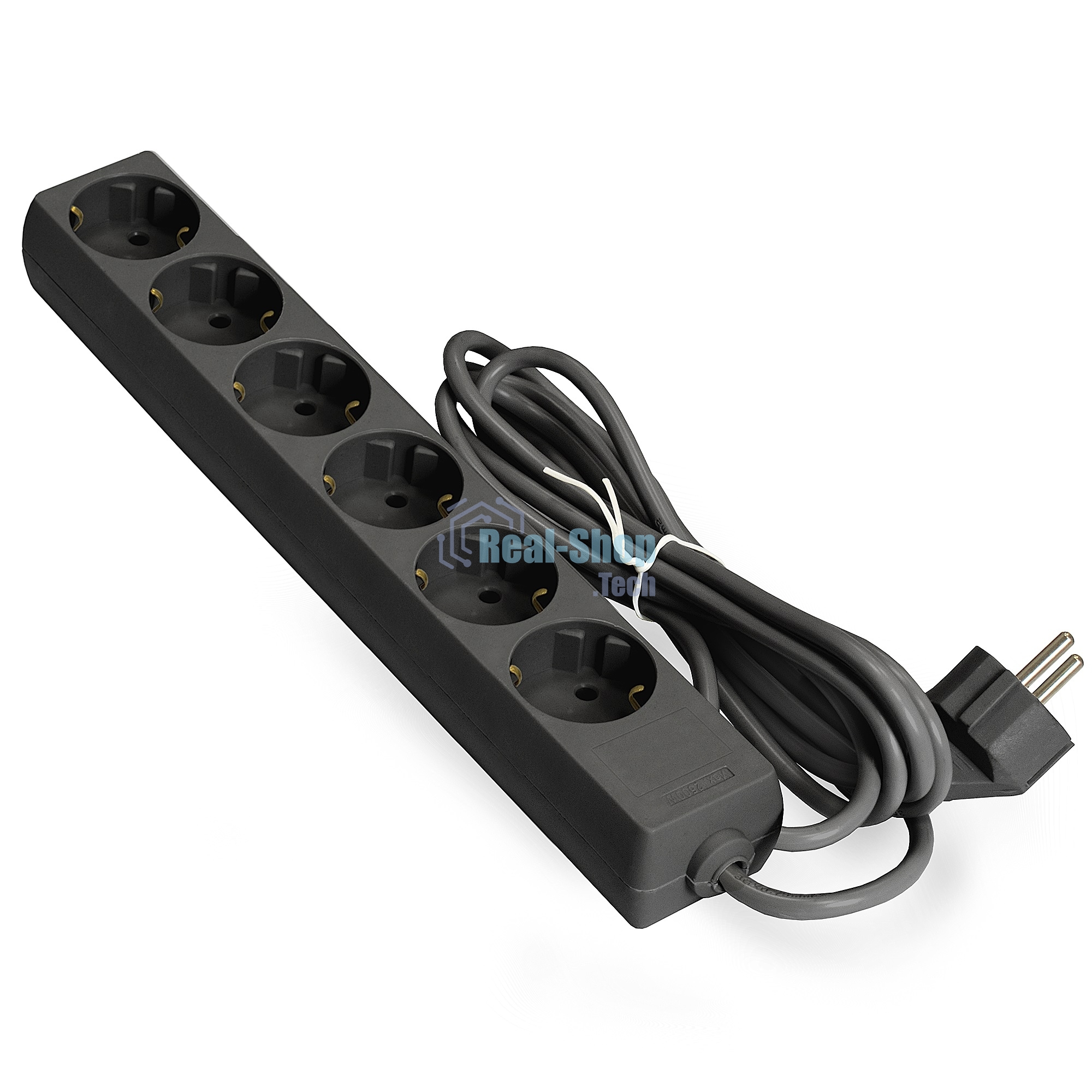 Удлинитель ExeGate ECE-6-3B (EX285831RUS), черный, 3 м, евровилка с заземлением, 6 евророзеток с заземлением, 2200 Вт