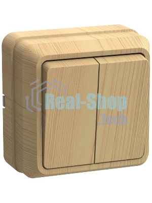 Выключатель 2-кл. ОП ОКТАВА 10А IP20 откр. уст. сосна ИЭК EVO20-K03-10-DC