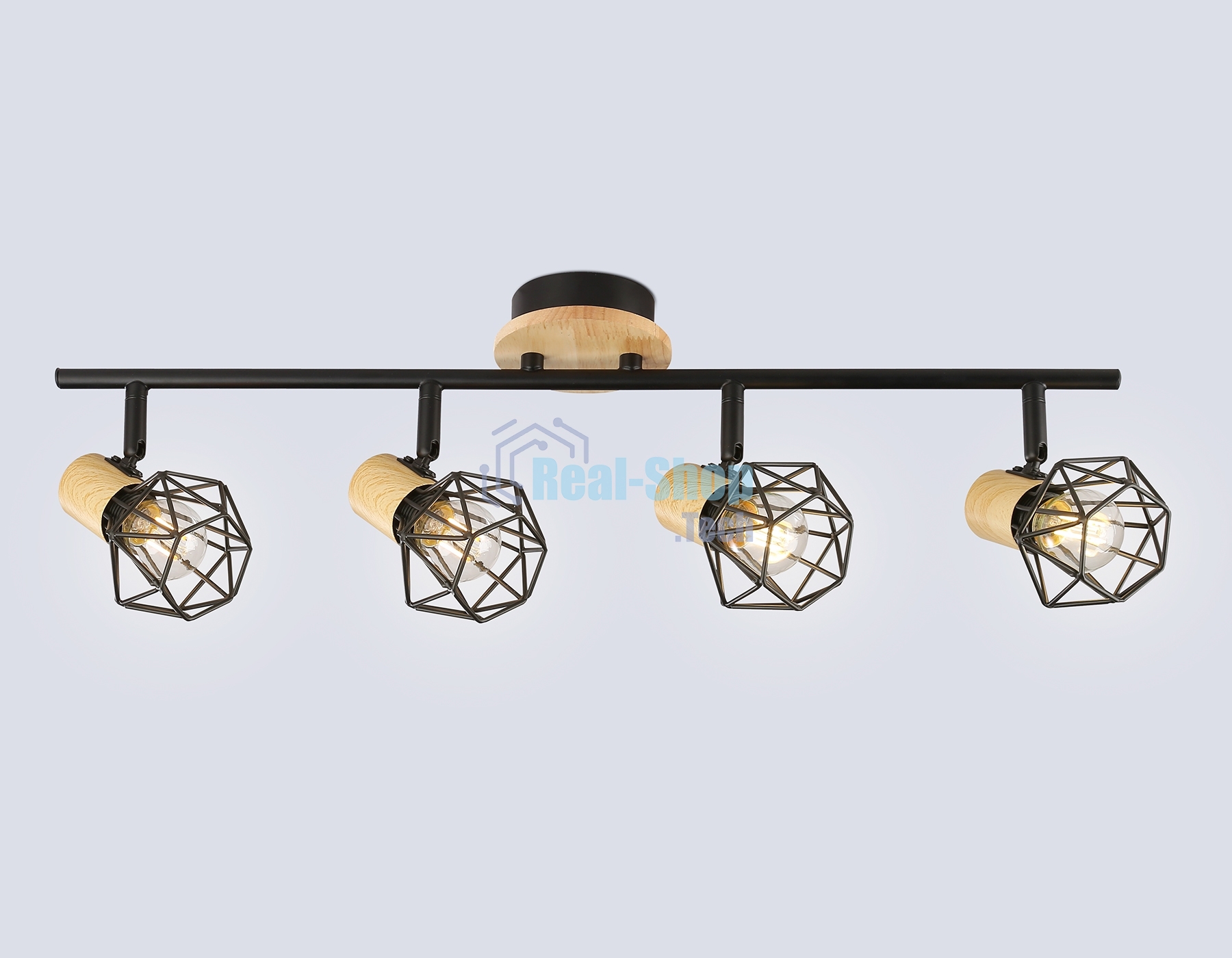 Светильник Ambrella light TR8754/4 BK/WD черный/дерево IP20 E27/4 615*115*200