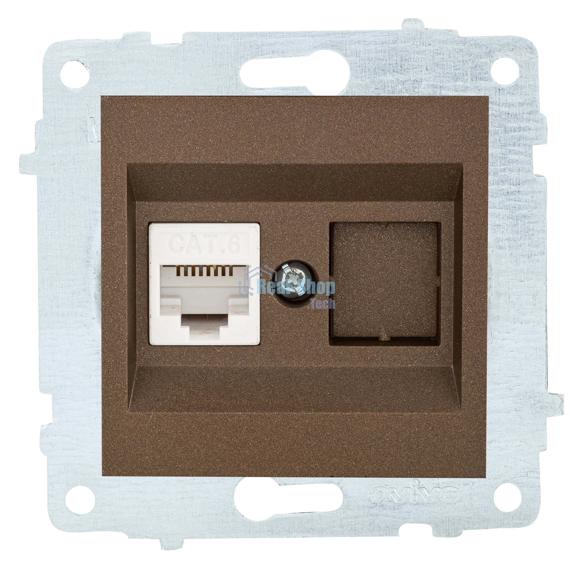 Ovivo Механизм роз. комп. 1-местн. (RJ45 CAT6), мокка, 600-000319-229