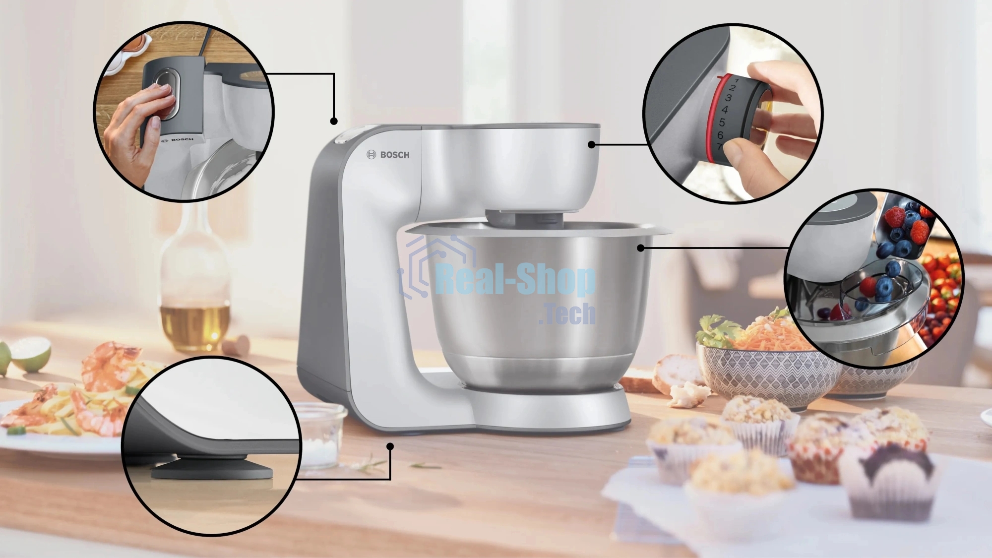 Кухонная машина Bosch MUM58359 1000Вт черный/серый