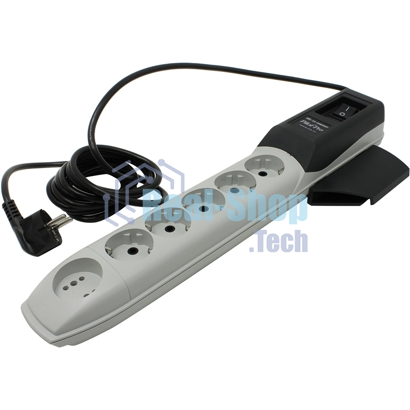 Сетевой фильтр ZISPilot Pro 6 розеток (5 евро + 1Gadget Parking) 5 м, автомат защиты Surge protector Pilot PRO 6 outlets (5 euro + 1 without ground) 10A/2.2kVt, 5m, automatic circuit-breaker