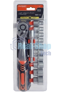 Набор торцовых головок PATRIOT SSR-1/2, CrV сталь, трещотка, удлинитель, 12 предм.Тороцовые головки 10 шт: 10,11,12,13,14,15,17,19,22,24мм удлинитель 125мм 1шт трещотка 72 зуба 1 шт