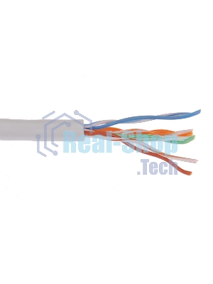 Кабель связи витая пара U/UTP, cat.5e, 4 пары 24AWG solid, 305м, ПВХ, серый