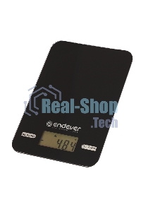 Весы кухонные электронные Endever Skyline KS-527, вес от 2 г до 5 кг. Закаленное стекло повышенной прочности, LCD-дисплей, авто откл.