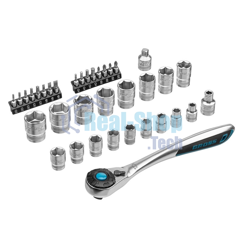 Набор торцевых головок Gross 14145 трещотка 120 зубьев, 36 предметов