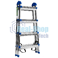 Стремянка двухсторонняя Сибртех 4 ст., сталь профиль, стальные ступени