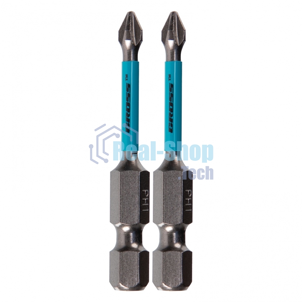 Набор бит торсионных Gross PH1x50 мм, для ударных шуруповертов, 2 шт.