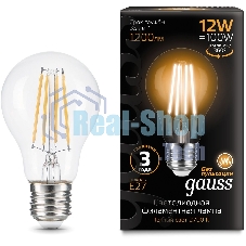 Лампа cветодиодная Gauss Filament А60 12W 1200lm 2700К Е27 LED 1/10/40
