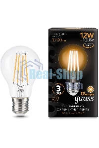 Лампа cветодиодная Gauss Filament А60 12W 1200lm 2700К Е27 LED 1/10/40