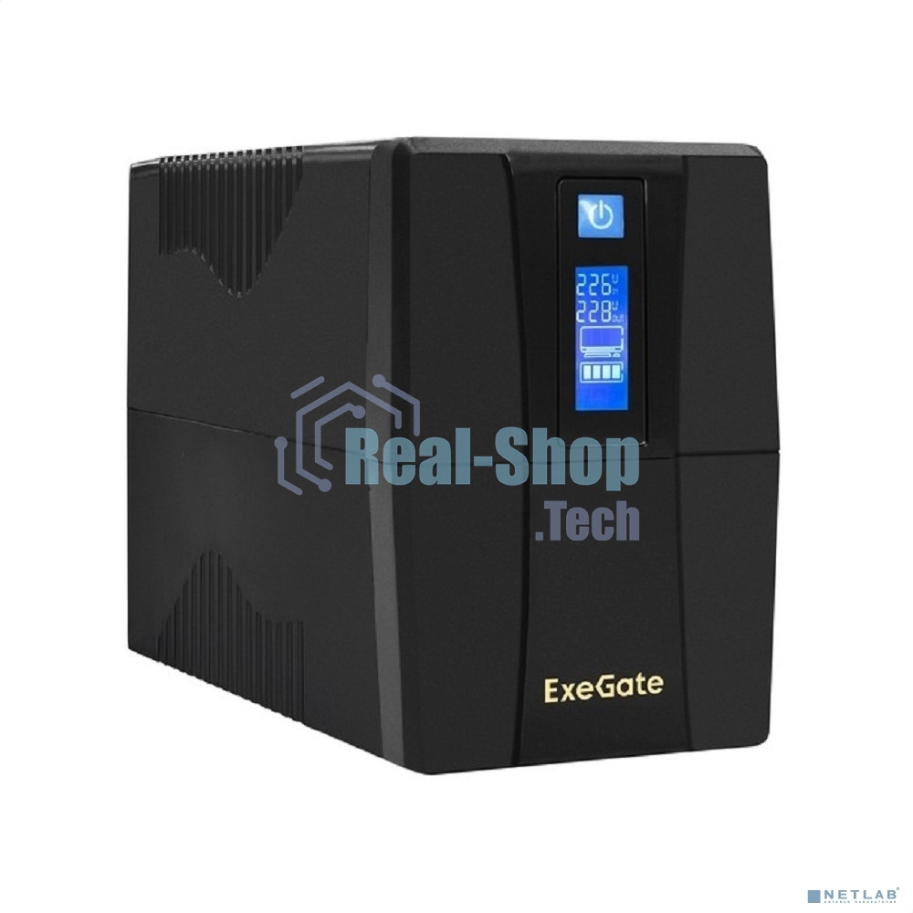 Источник бесперебойного питания ExeGate Power Smart ULB-1000.LCD.AVR.2SH 1000VA/550W, LCD, AVR, 2*Schuko, черный