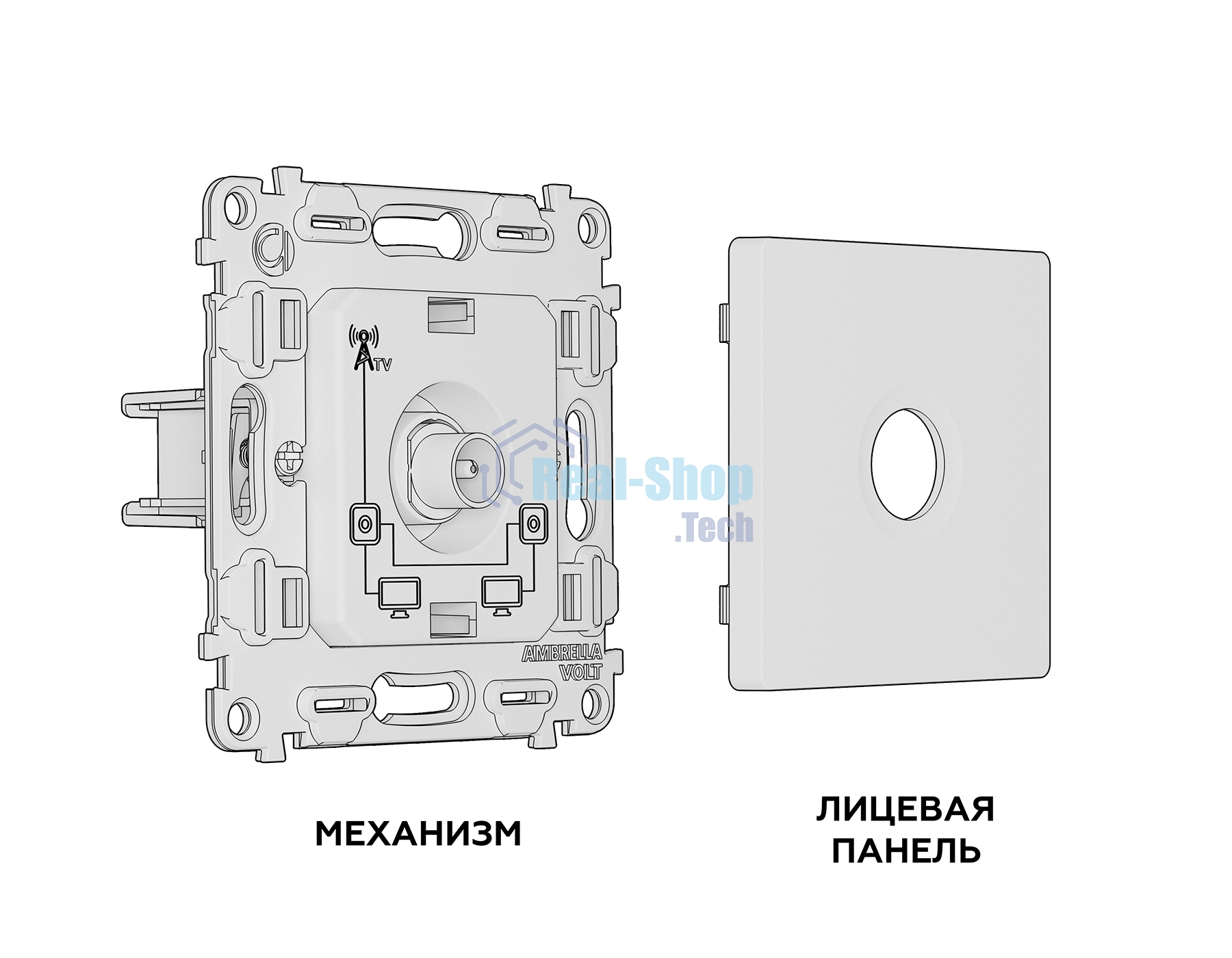 Комплект механизма TV розетки проходной ALFA Бежевый глянец 5-1000 MHz 4dB QUANT (AP3130, VM211) MA313030