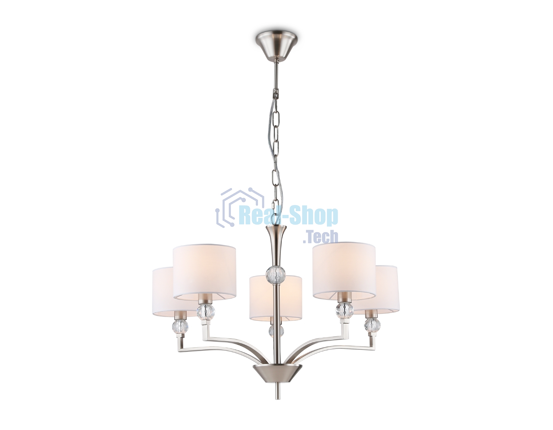 Люстра Ambrella light LH71121/5 SN/WH никель/белый E14/5 max 40W D660*880