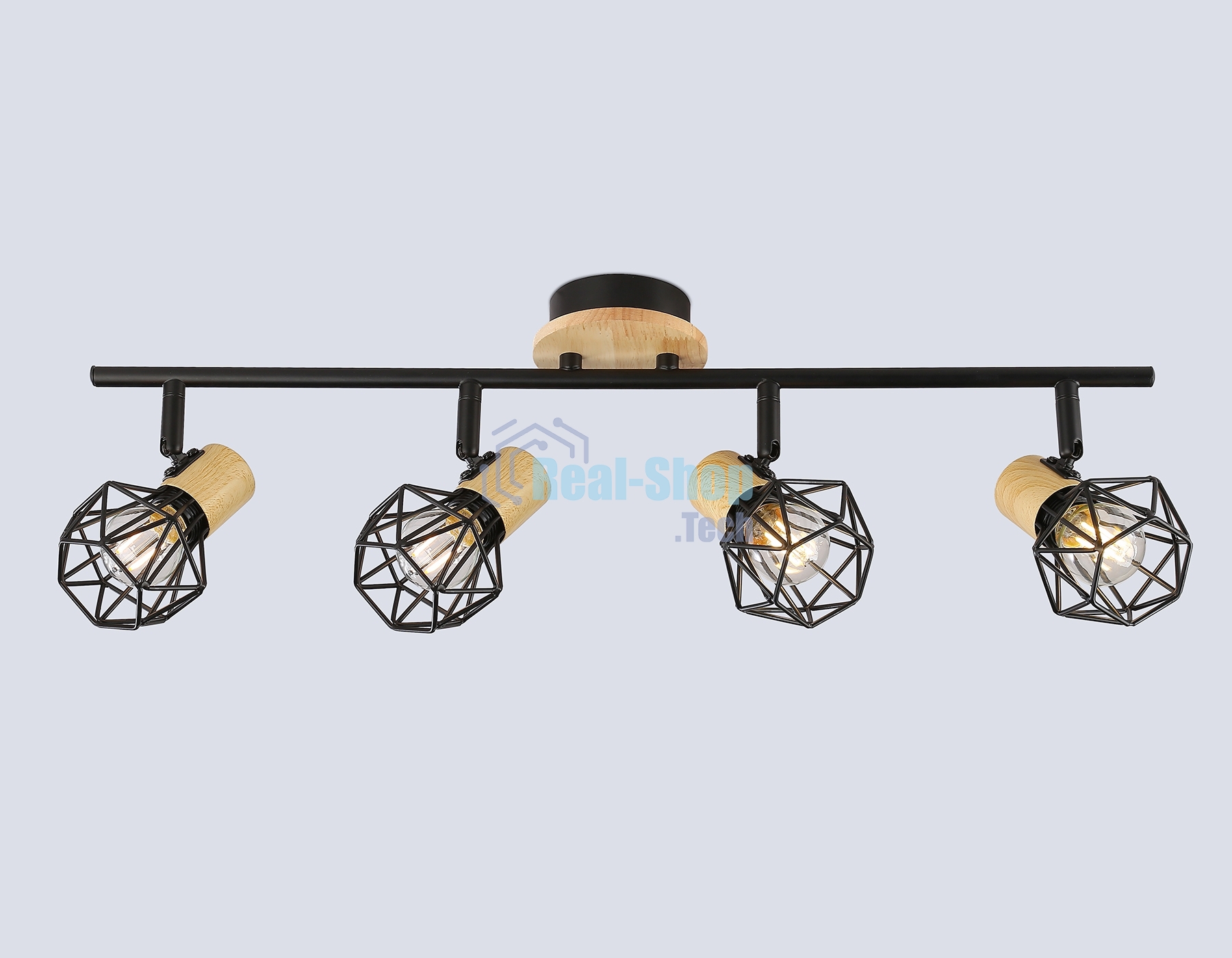 Светильник Ambrella light TR8754/4 BK/WD черный/дерево IP20 E27/4 615*115*200