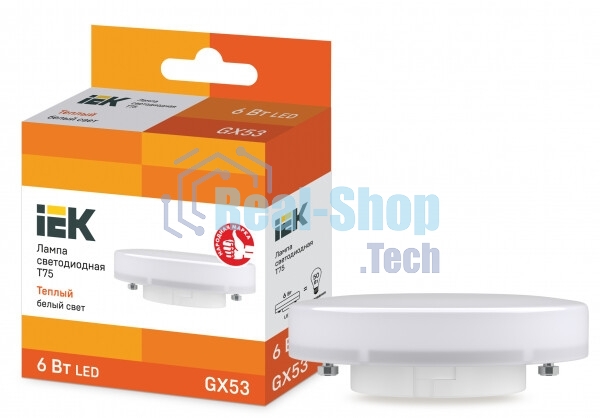 Лампа светодиодная LED 6Вт GX53 220В 3000К T75 таблетка  LLE-T80-6-230-30-GX53  IEK