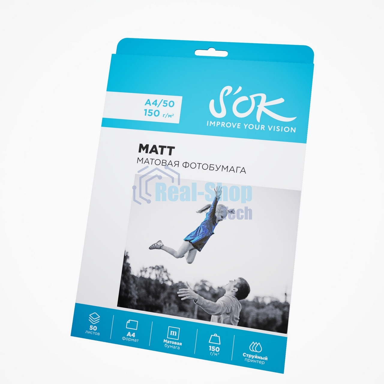 Фотобумага S'OK матовая, формат А4, плотность 150г/м2, 50 листов SA4150050M