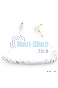 Кабель Cablexpert аудио 90˚ спиральный CCAB-02-35MMLC-1.8MW. 3.5 Jack (M)/3.5 Jack (M), белый, 1.8м, блистер