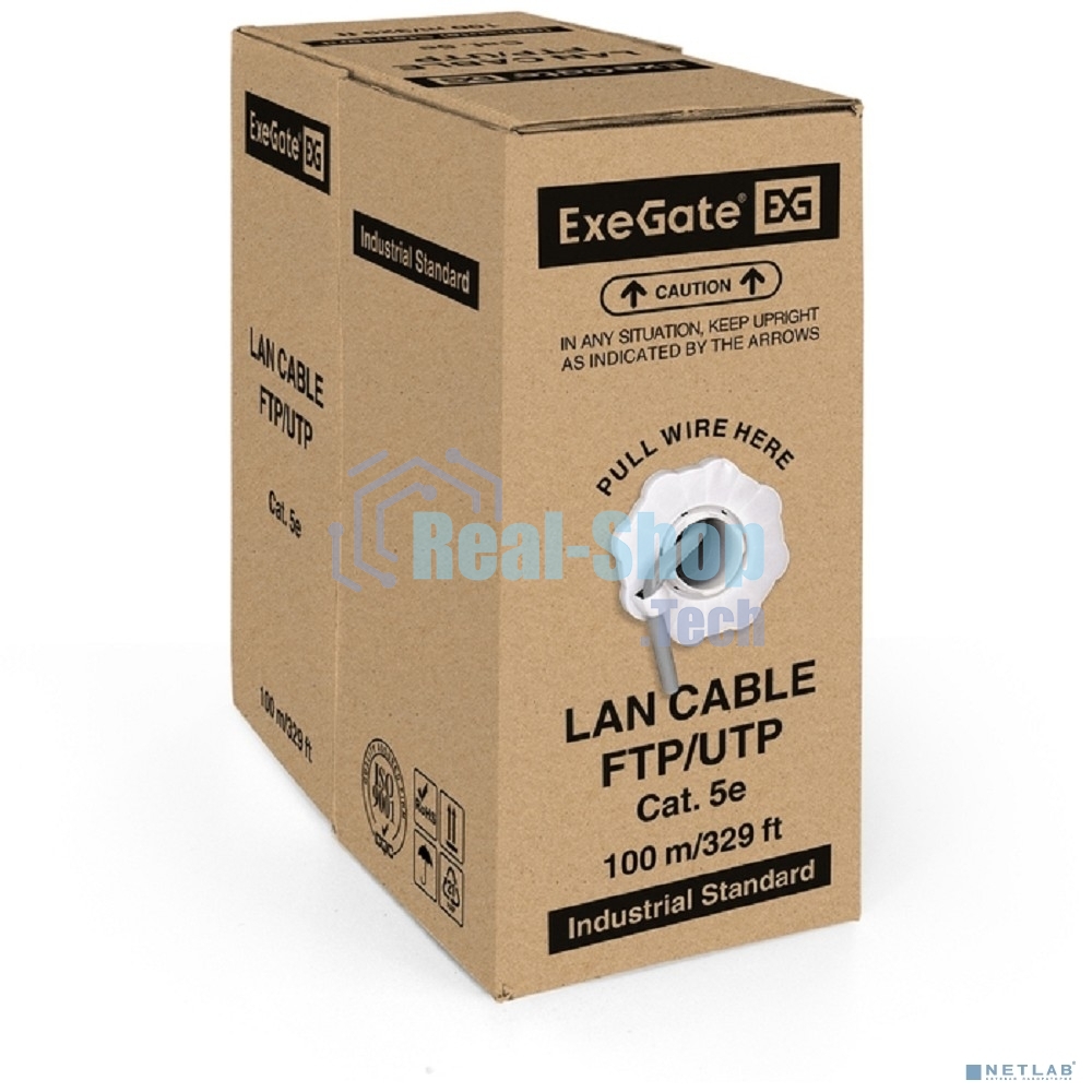 Кабель ExeGate Special UTP 4 пары кат.5e CCA, 26AWG, бухта 100м, серый, PVC